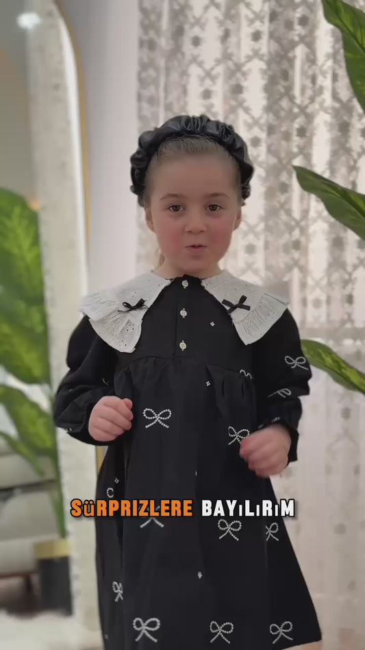 Fiyonk Detaylı Elbise Siyah
